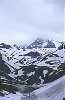 la vetta del Grossglockner tra le nubi vista dal parcheggio della Luckner Haus